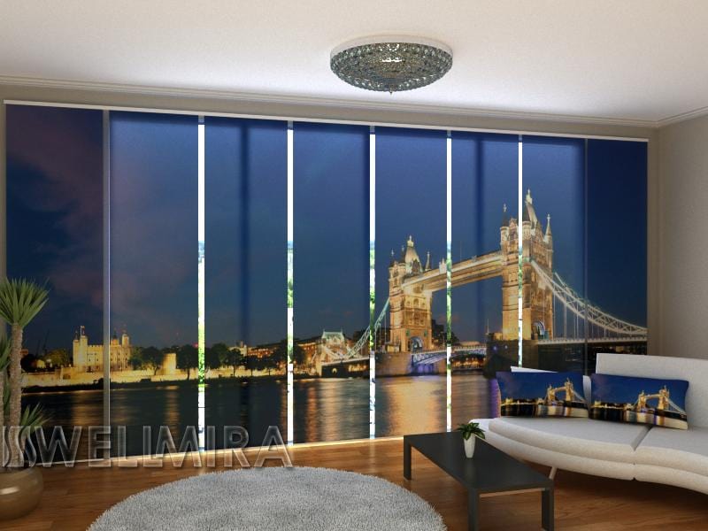 Paneļu aizkari (8 daļas) Tower Bridge at night Home Trends