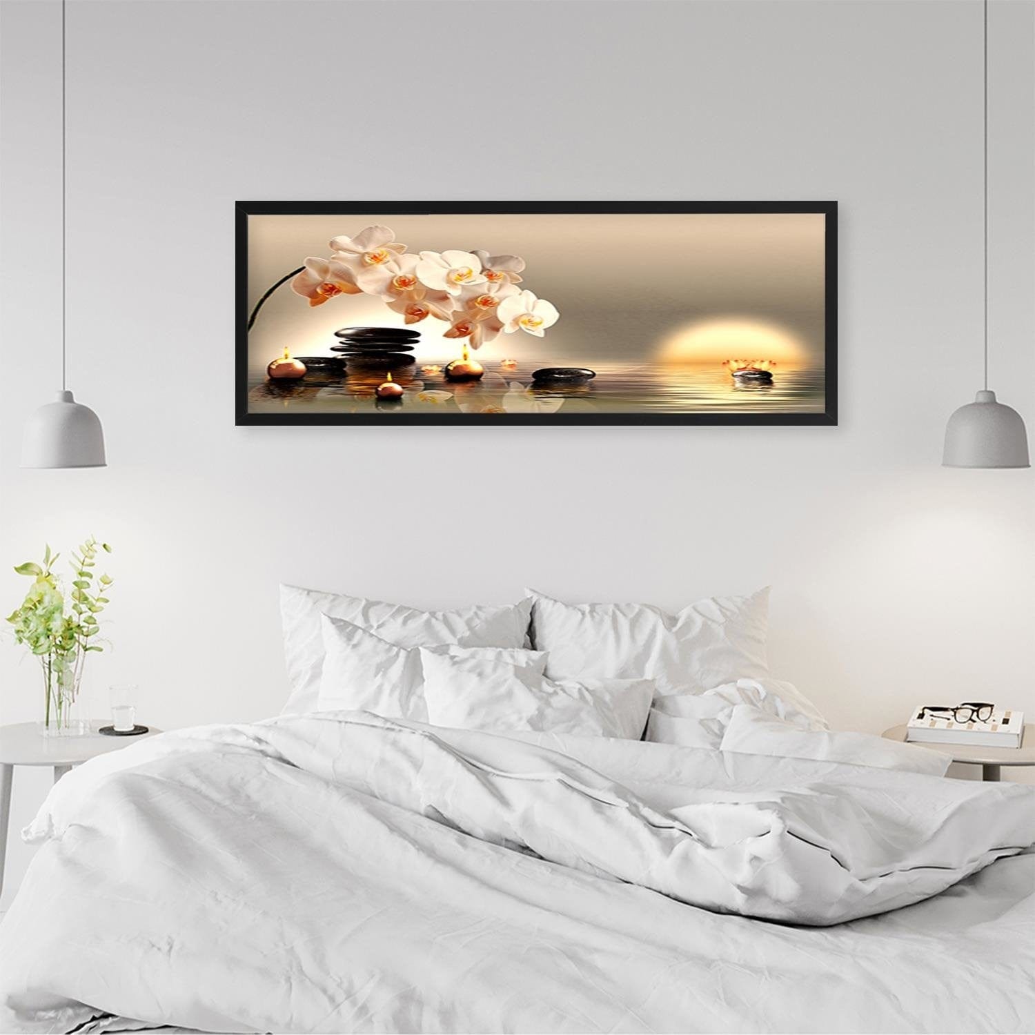 Picture in black frame PANORAMA, Candles And Stones Zen Home Trends
