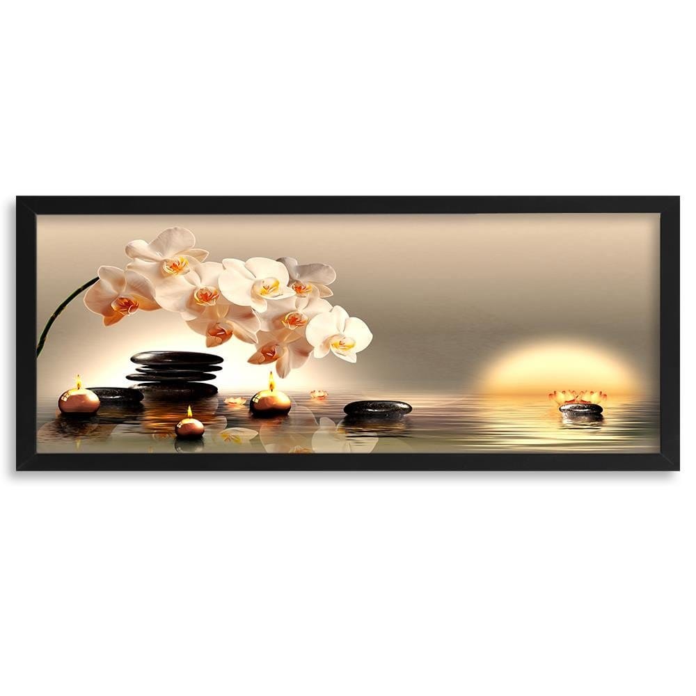 Picture in black frame PANORAMA, Candles And Stones Zen Home Trends