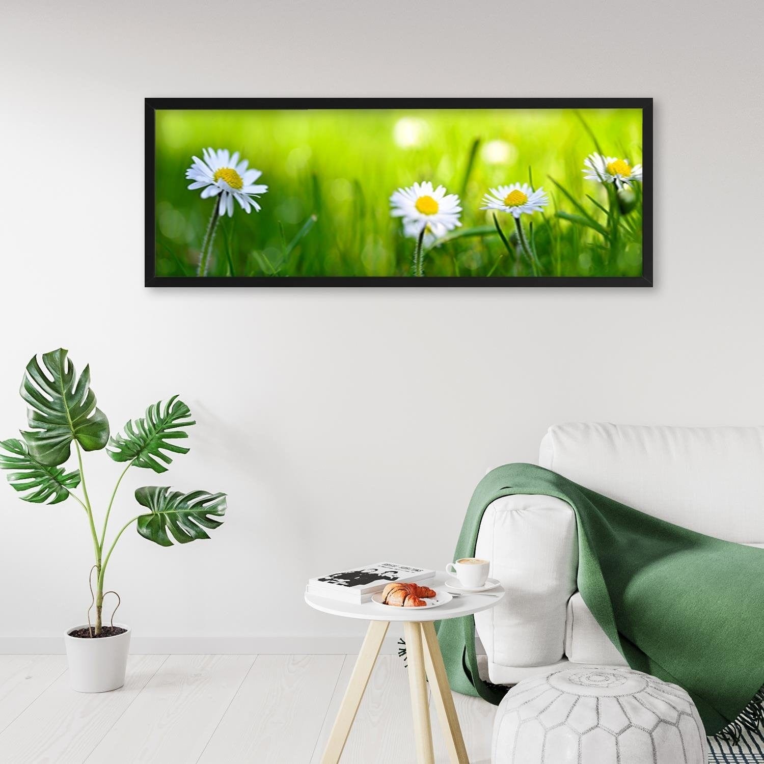 Picture in black frame PANORAMA, Daisy Flower Home Trends