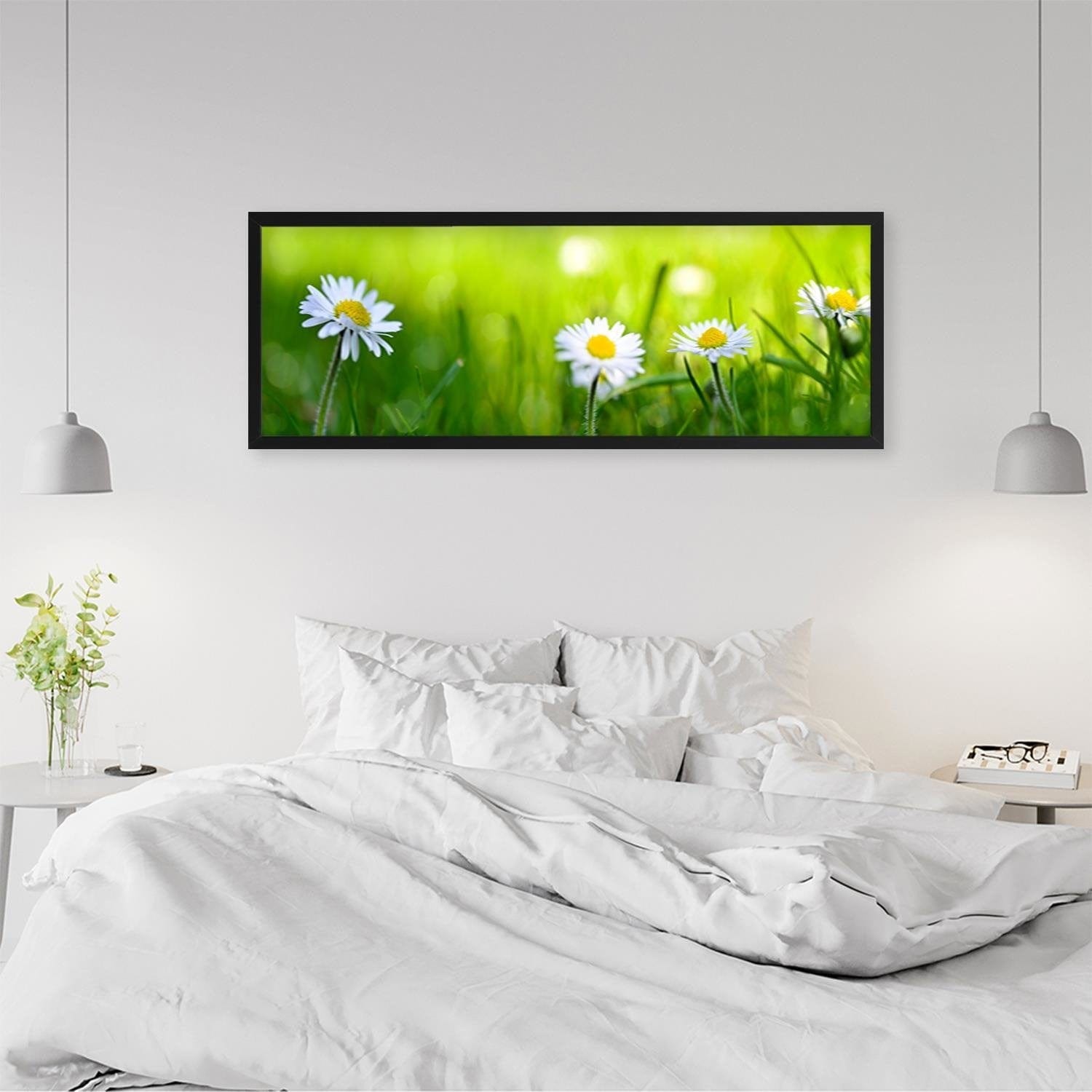 Picture in black frame PANORAMA, Daisy Flower Home Trends