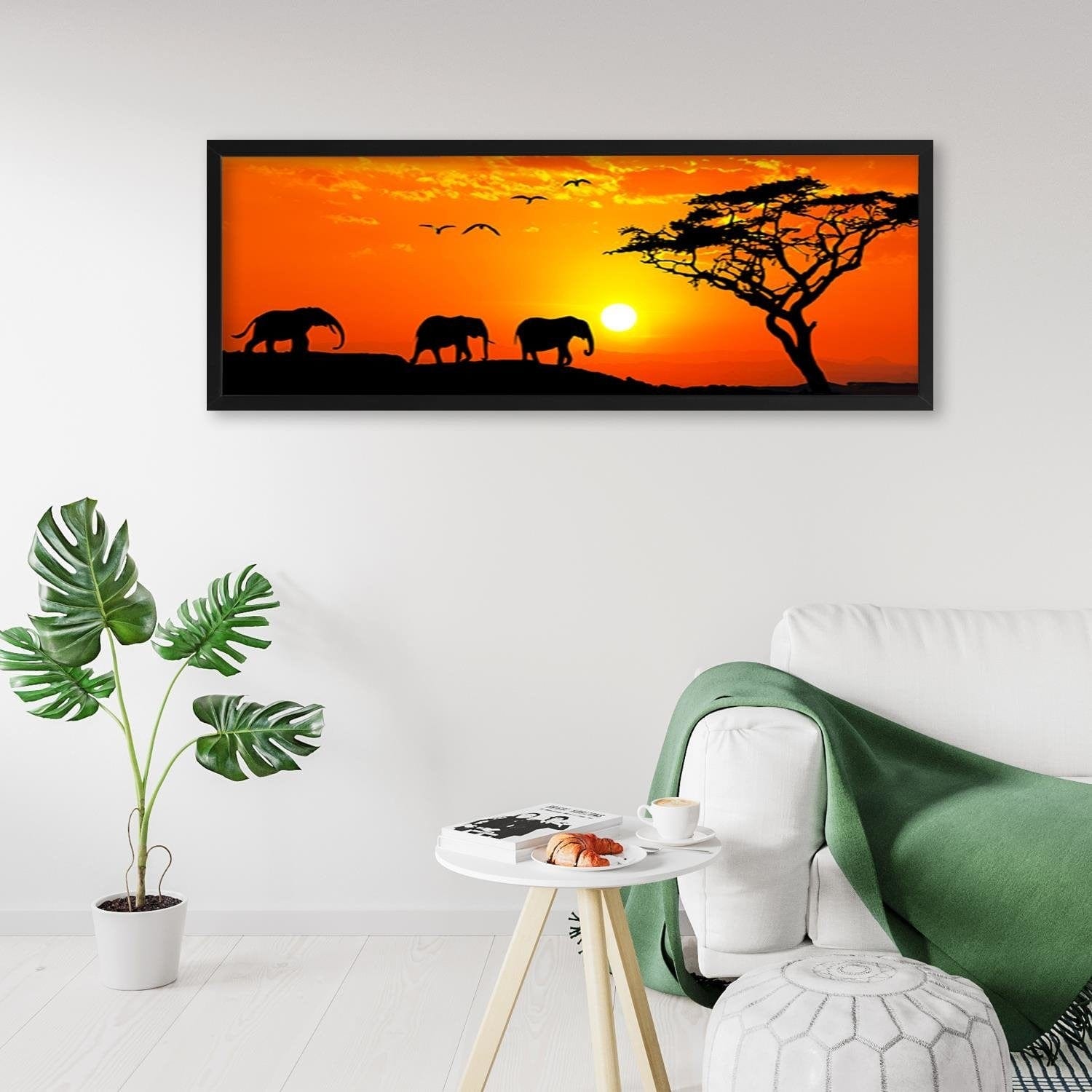 Picture in black frame PANORAMA, Orange Africa Home Trends
