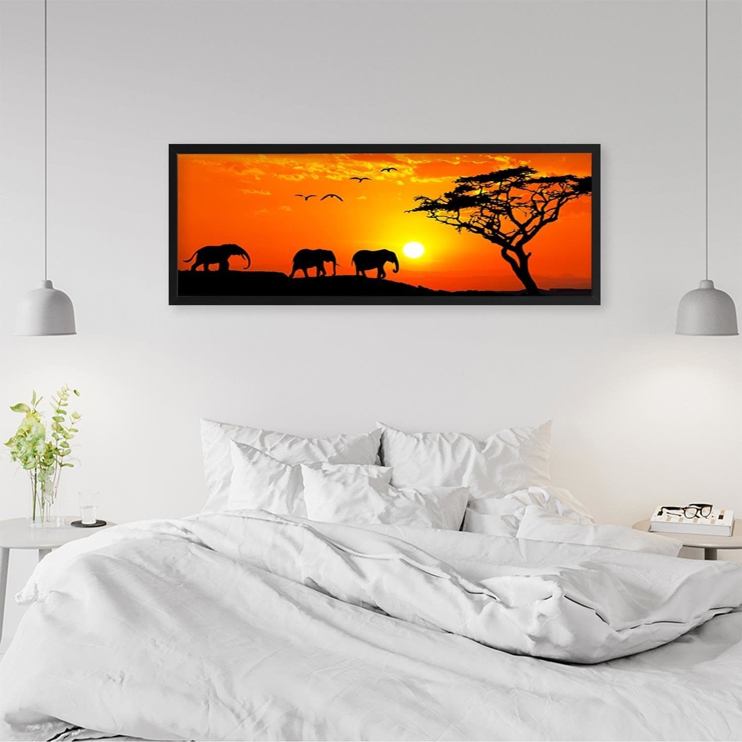Picture in black frame PANORAMA, Orange Africa Home Trends