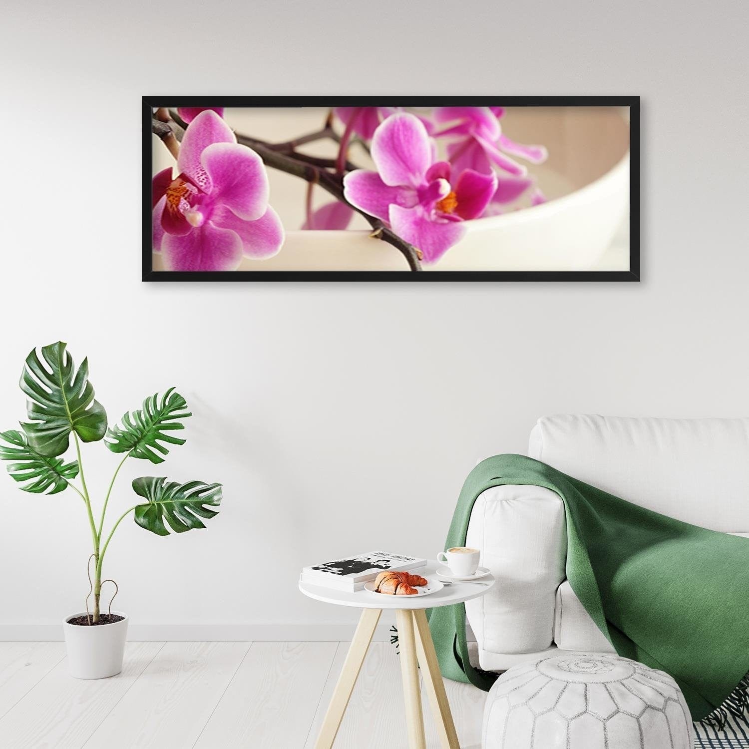 Picture in black frame PANORAMA, Pink Orchid Home Trends