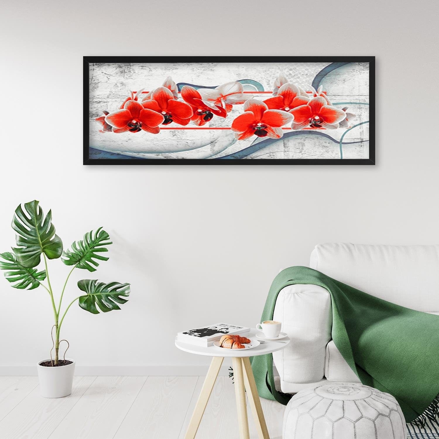 Picture in black frame PANORAMA, Red Orchid Home Trends