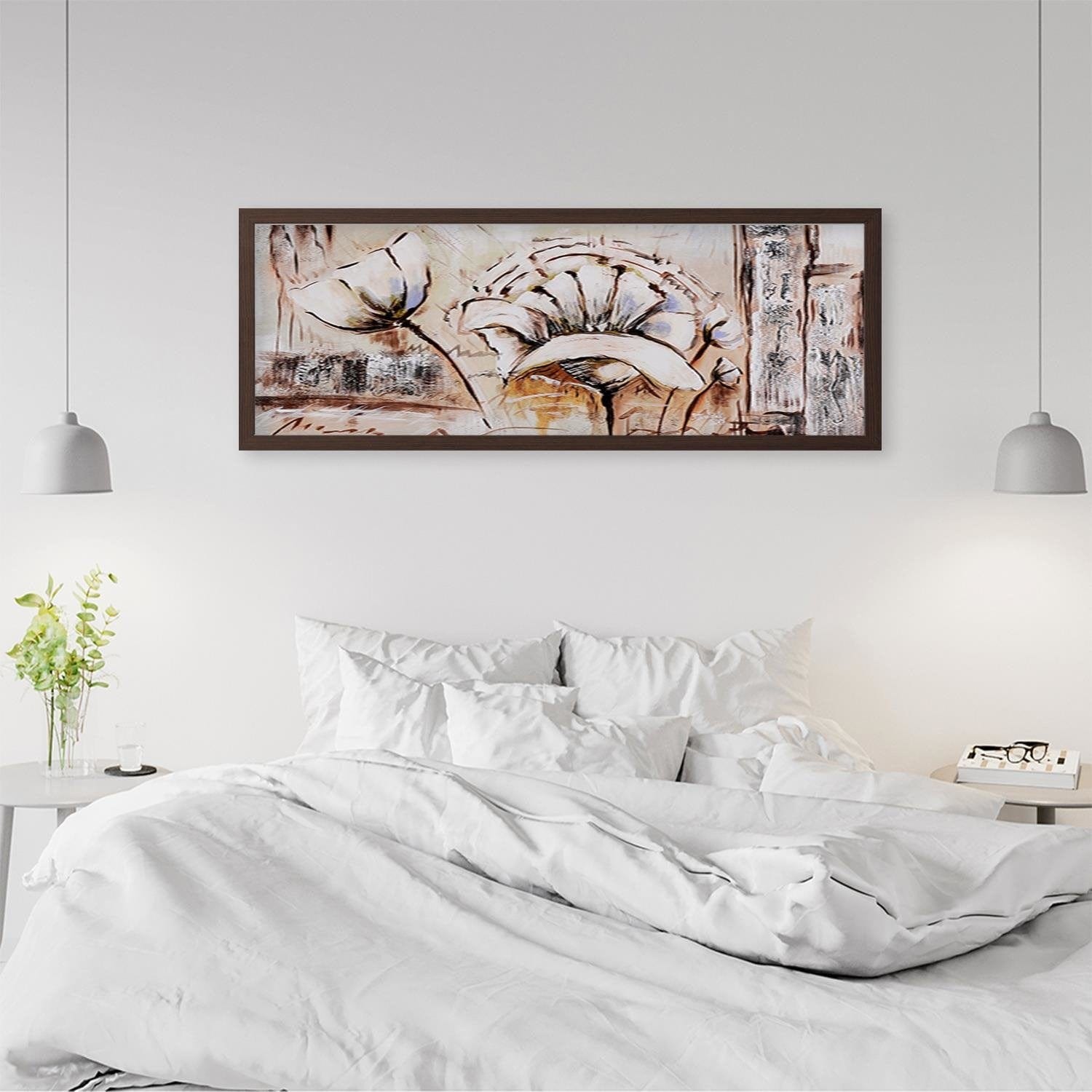 Picture in brown frame PANORAMA, Abstraction Flowers  Home Trends