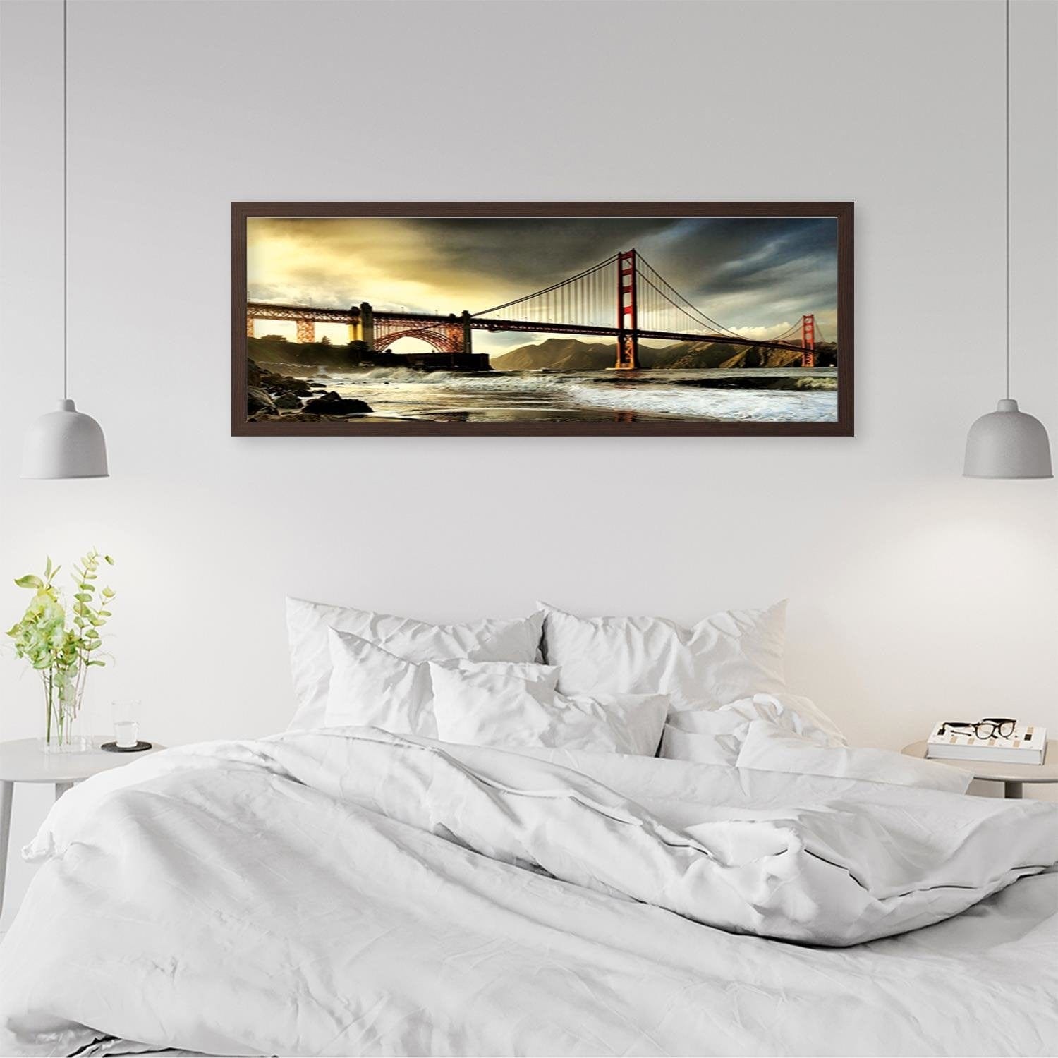 Picture in brown frame PANORAMA, Brooklyn Bridge 2 Home Trends
