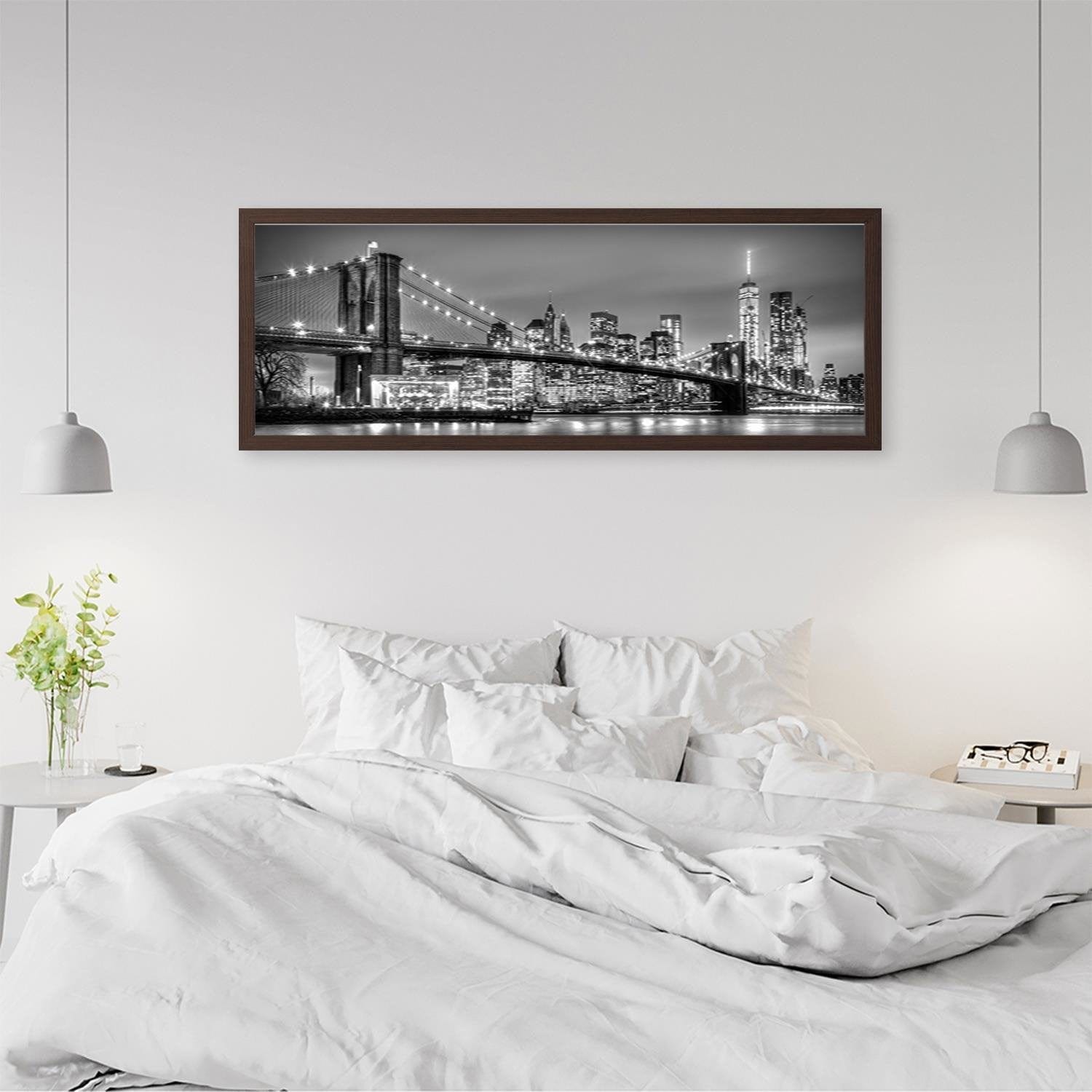 Picture in brown frame PANORAMA, Brooklyn Bridge Home Trends