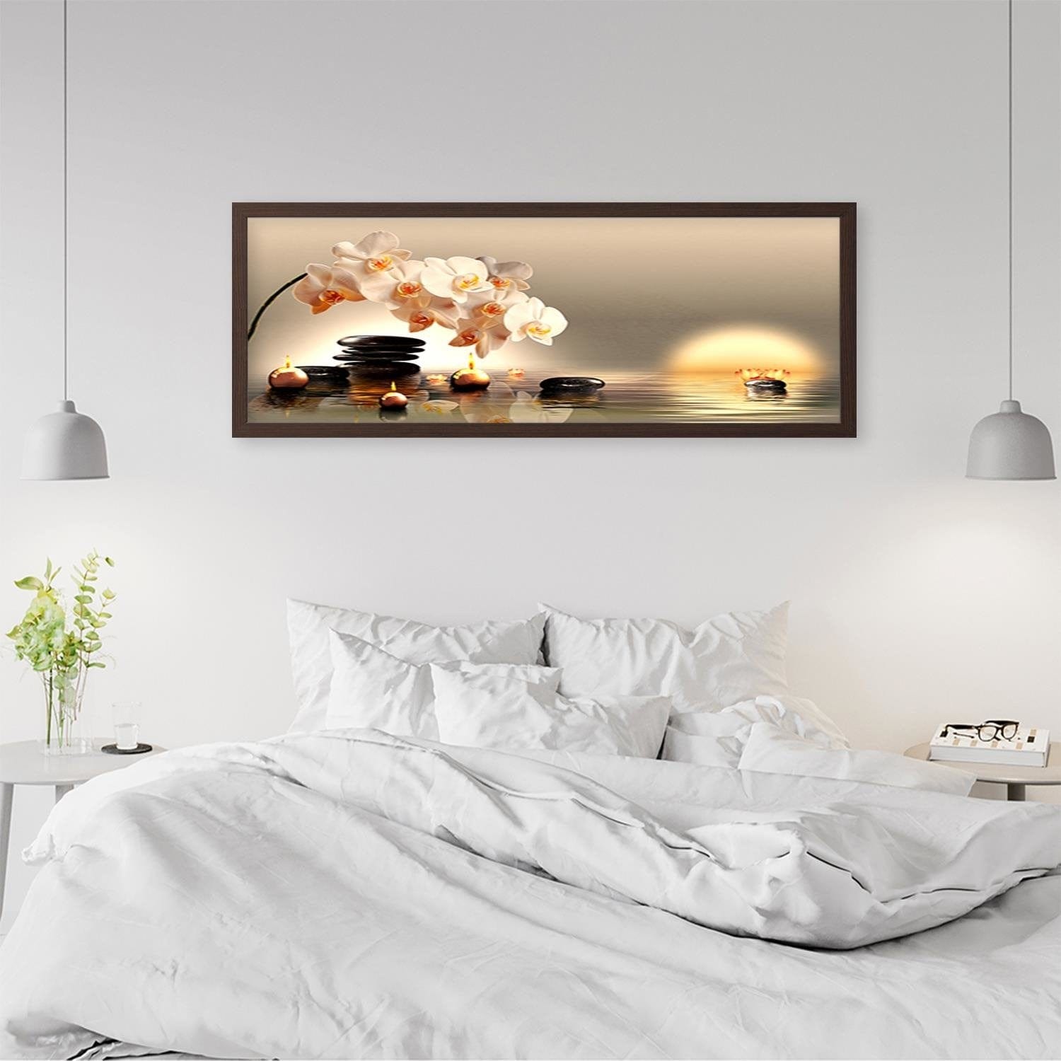 Picture in brown frame PANORAMA, Candles And Stones Zen Home Trends