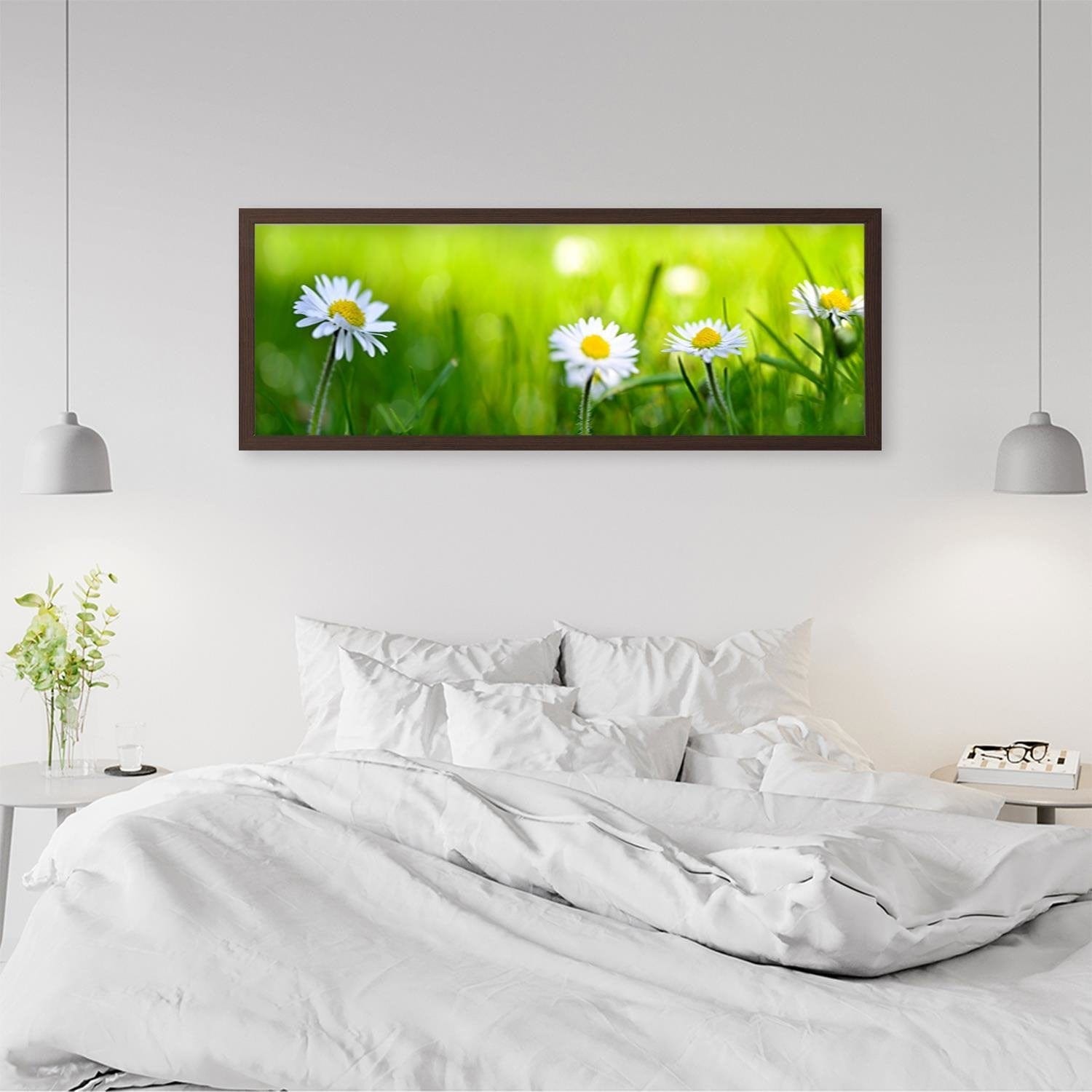 Picture in brown frame PANORAMA, Daisy Flower Home Trends