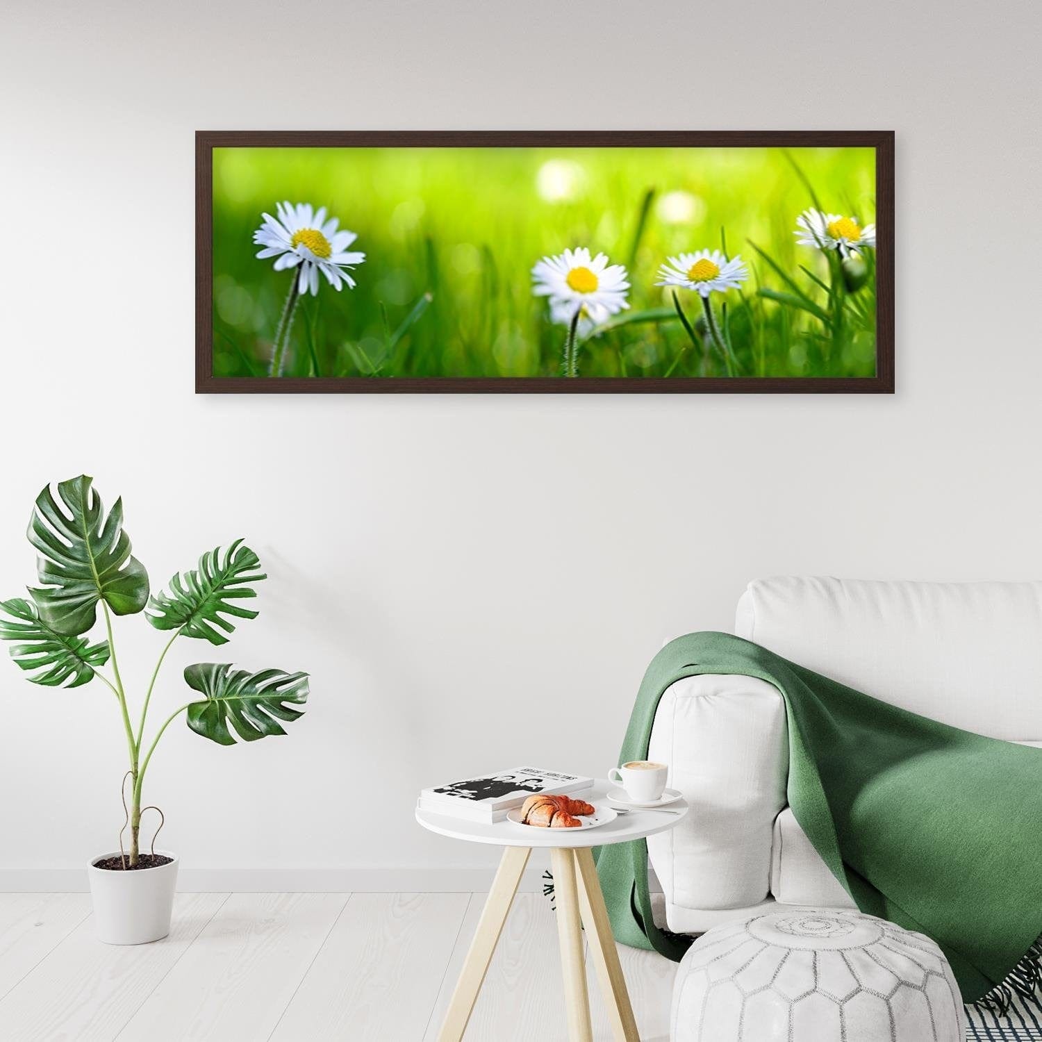 Picture in brown frame PANORAMA, Daisy Flower Home Trends