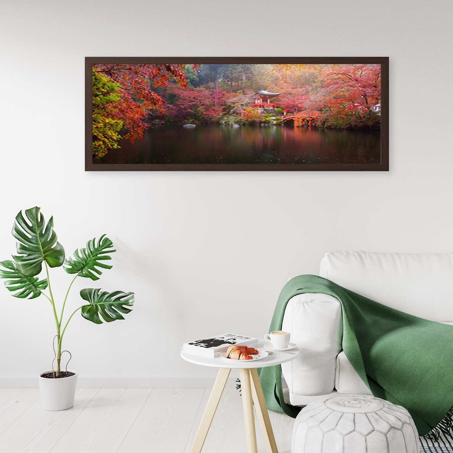 Picture in brown frame PANORAMA, Japan In Green Colours Home Trends