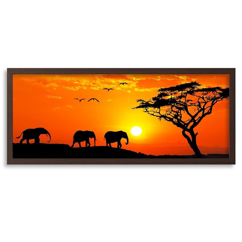 Picture in brown frame PANORAMA, Orange Africa Home Trends