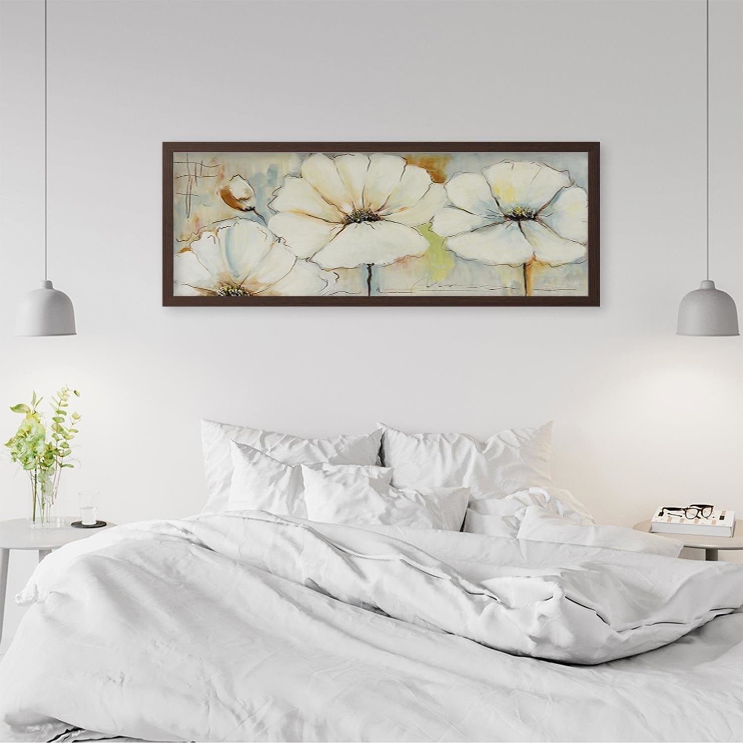 Picture in brown frame PANORAMA, Painted Flowers  Home Trends