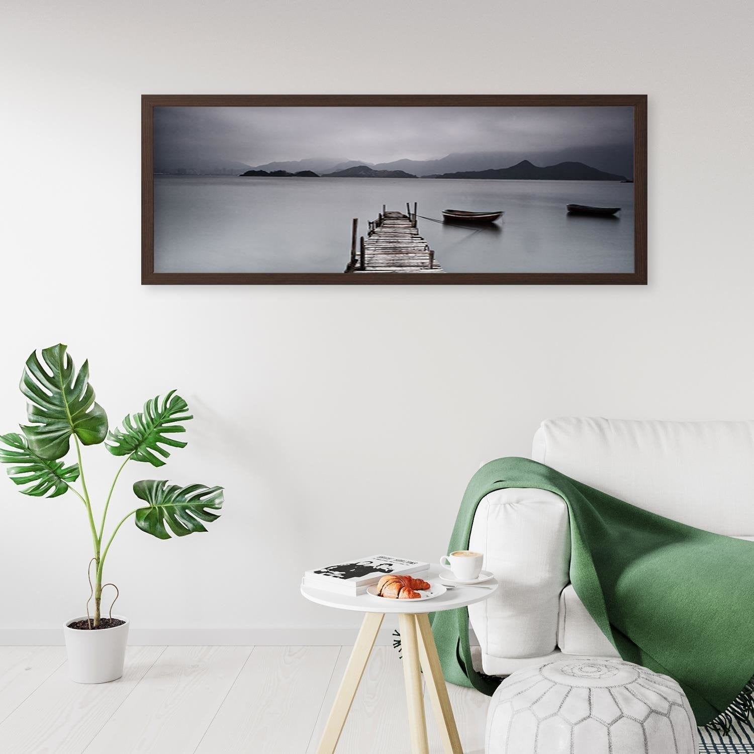 Picture in brown frame PANORAMA, Sleepeng Lake Home Trends