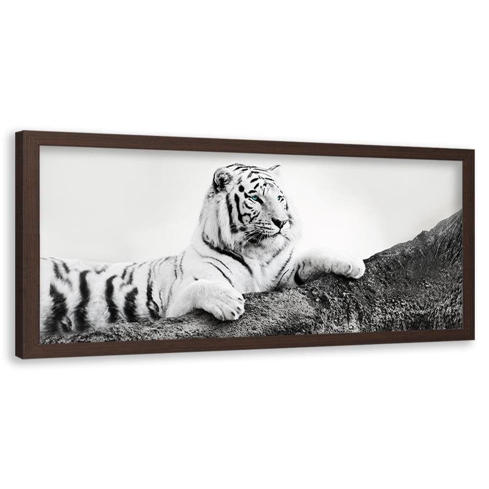 Picture in brown frame PANORAMA, The Vigilant Tiger Home Trends
