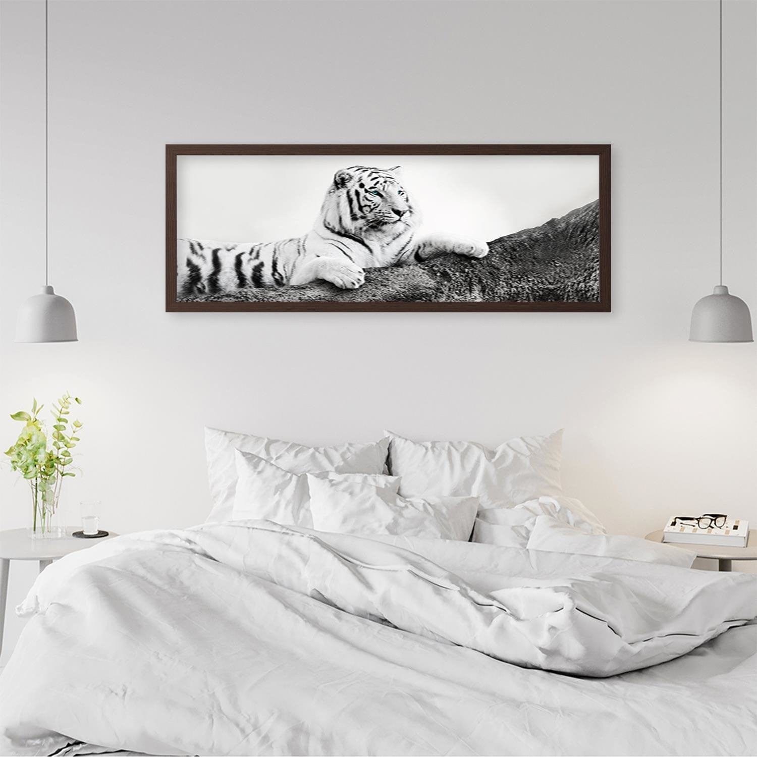 Picture in brown frame PANORAMA, The Vigilant Tiger Home Trends