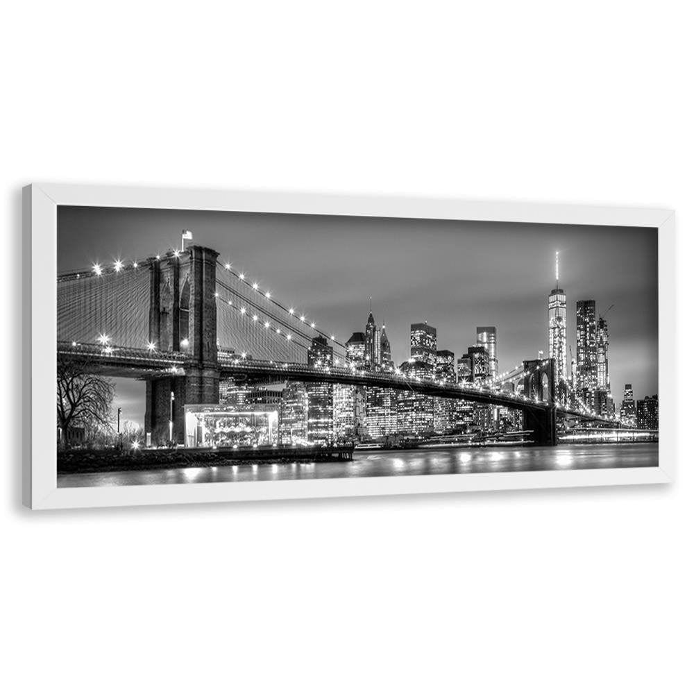Picture in white frame PANORAMA, Brooklyn Bridge Home Trends
