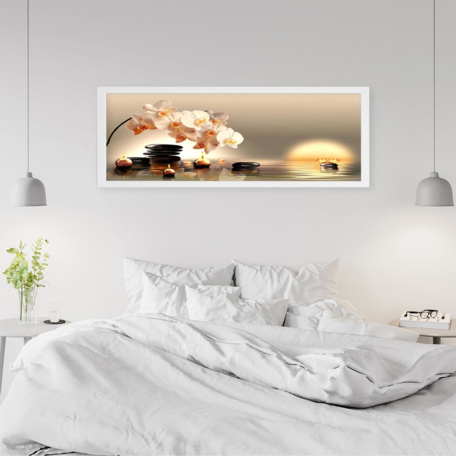 Picture in white frame PANORAMA, Candles And Stones Zen Home Trends