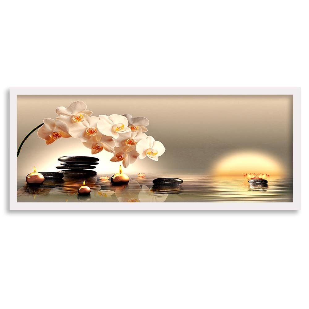 Picture in white frame PANORAMA, Candles And Stones Zen Home Trends