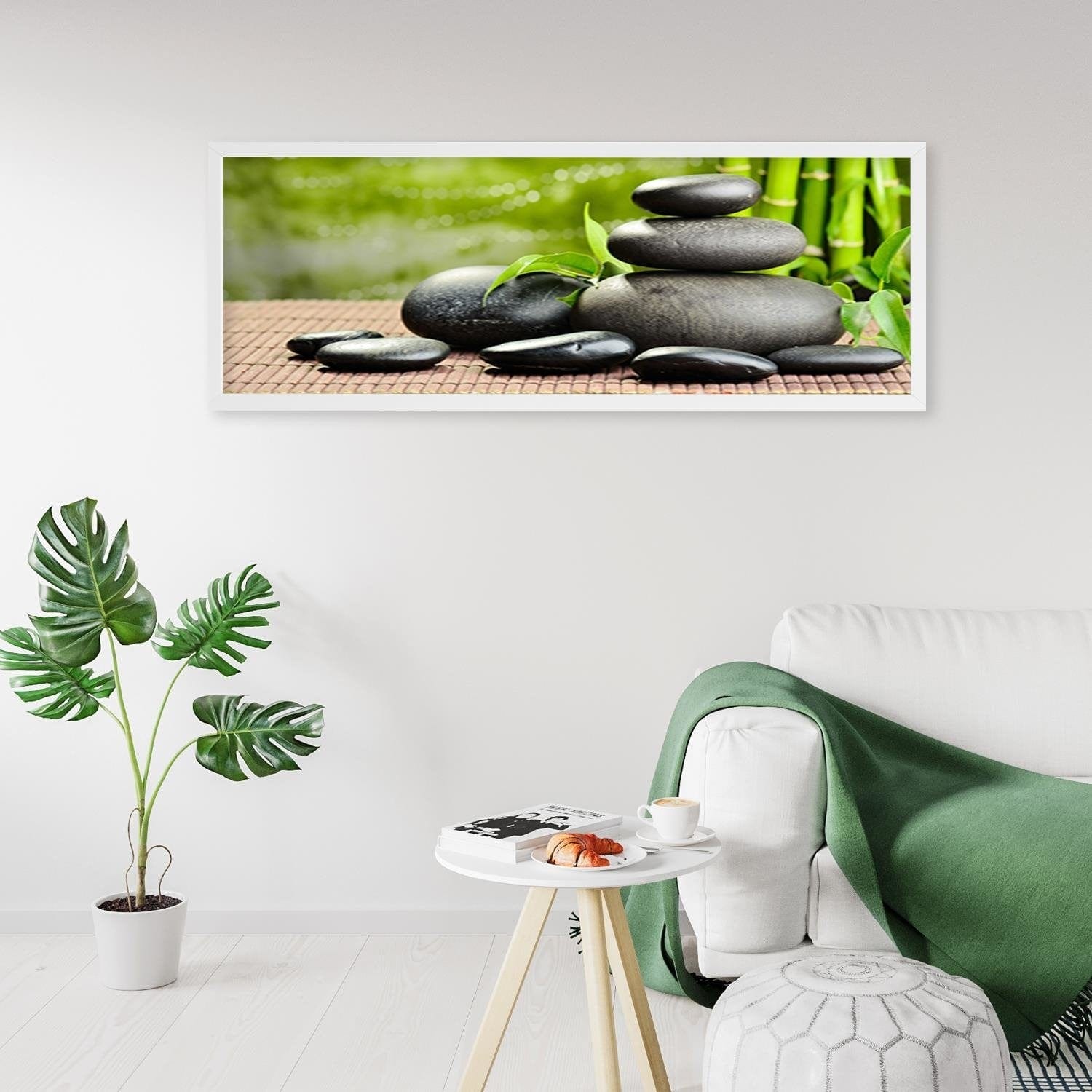 Picture in white frame PANORAMA, Dark Zen Stones Home Trends