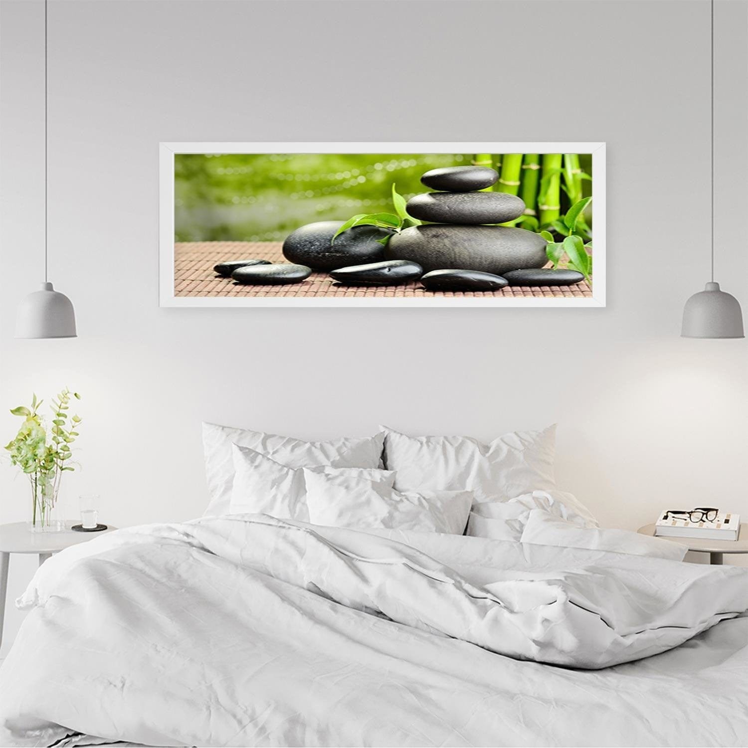 Picture in white frame PANORAMA, Dark Zen Stones Home Trends