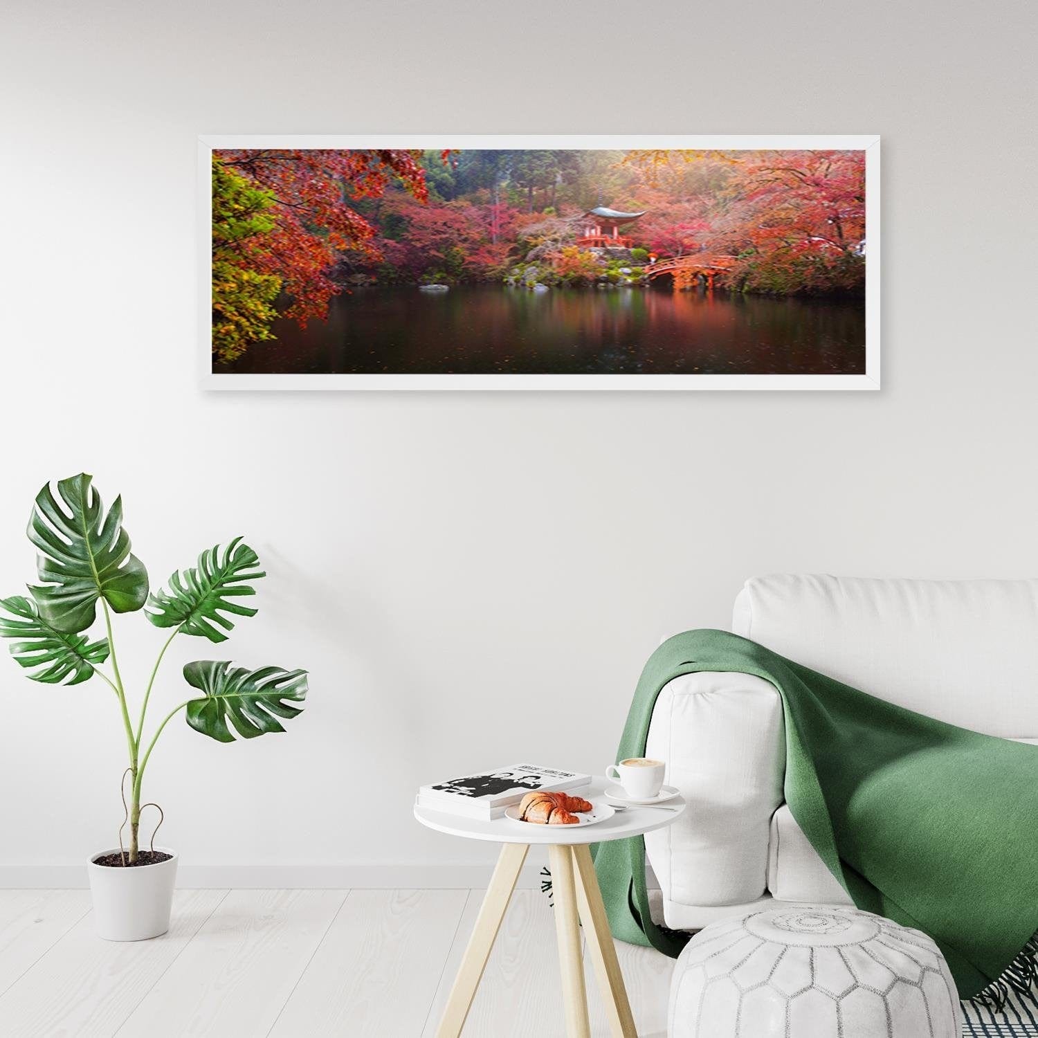Picture in white frame PANORAMA, Japan In Green Colours Home Trends