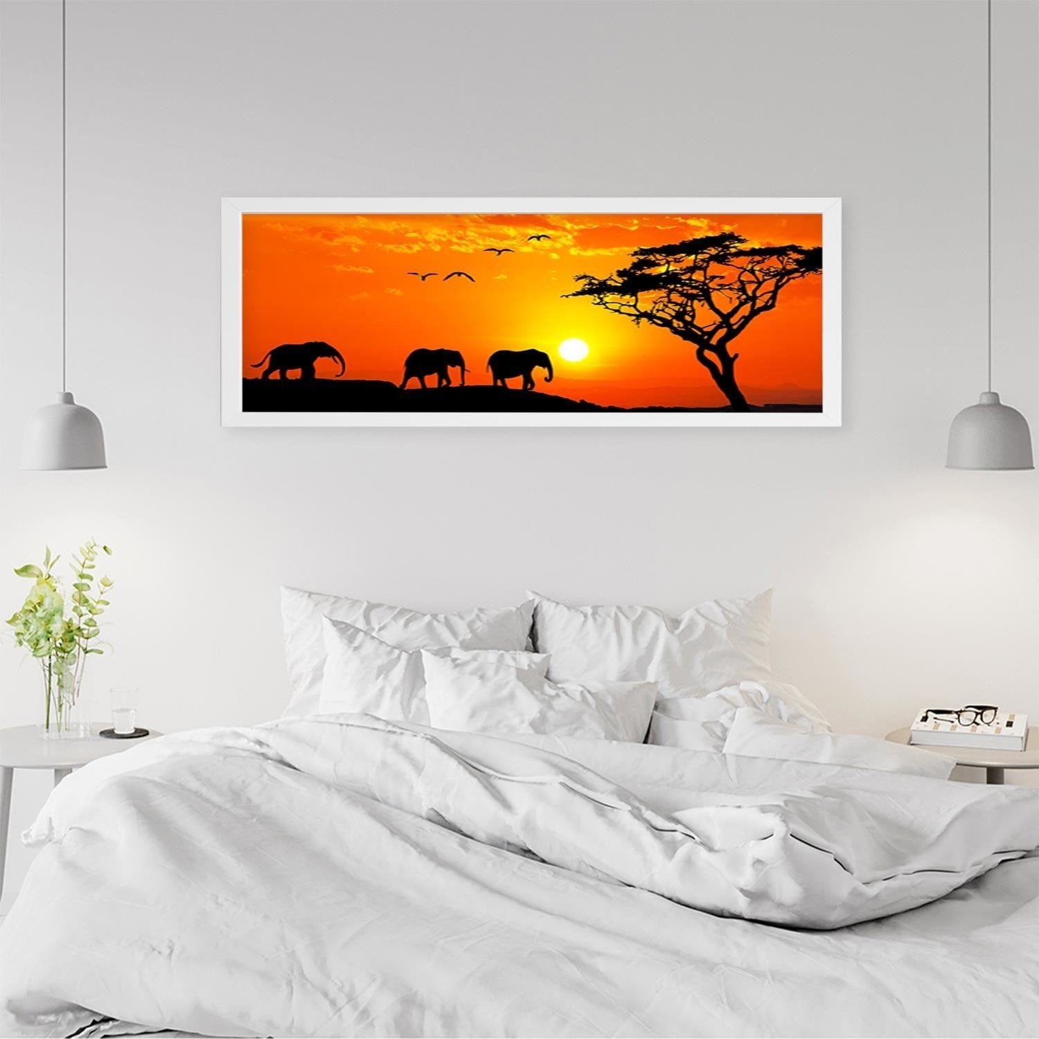 Picture in white frame PANORAMA, Orange Africa Home Trends