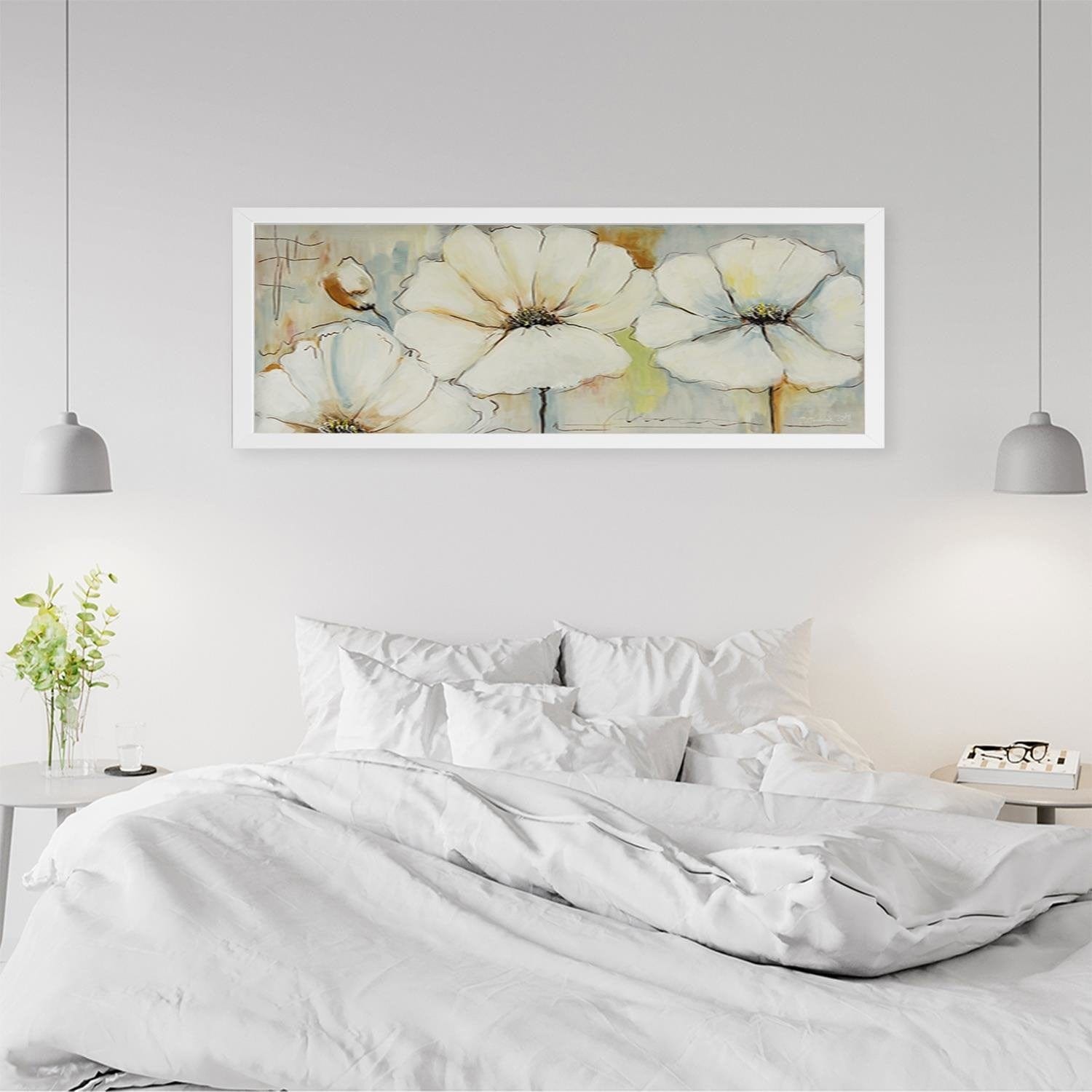 Picture in white frame PANORAMA, Painted Flowers  Home Trends