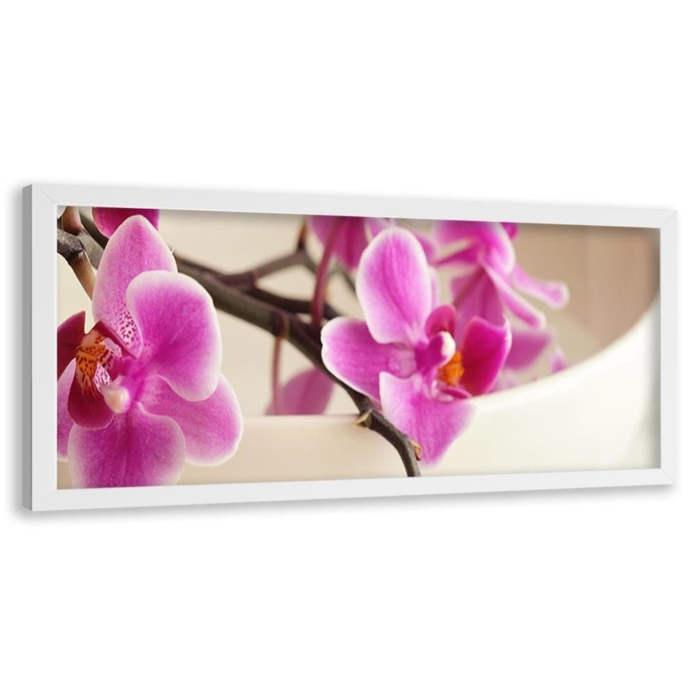 Picture in white frame PANORAMA, Pink Orchid Home Trends