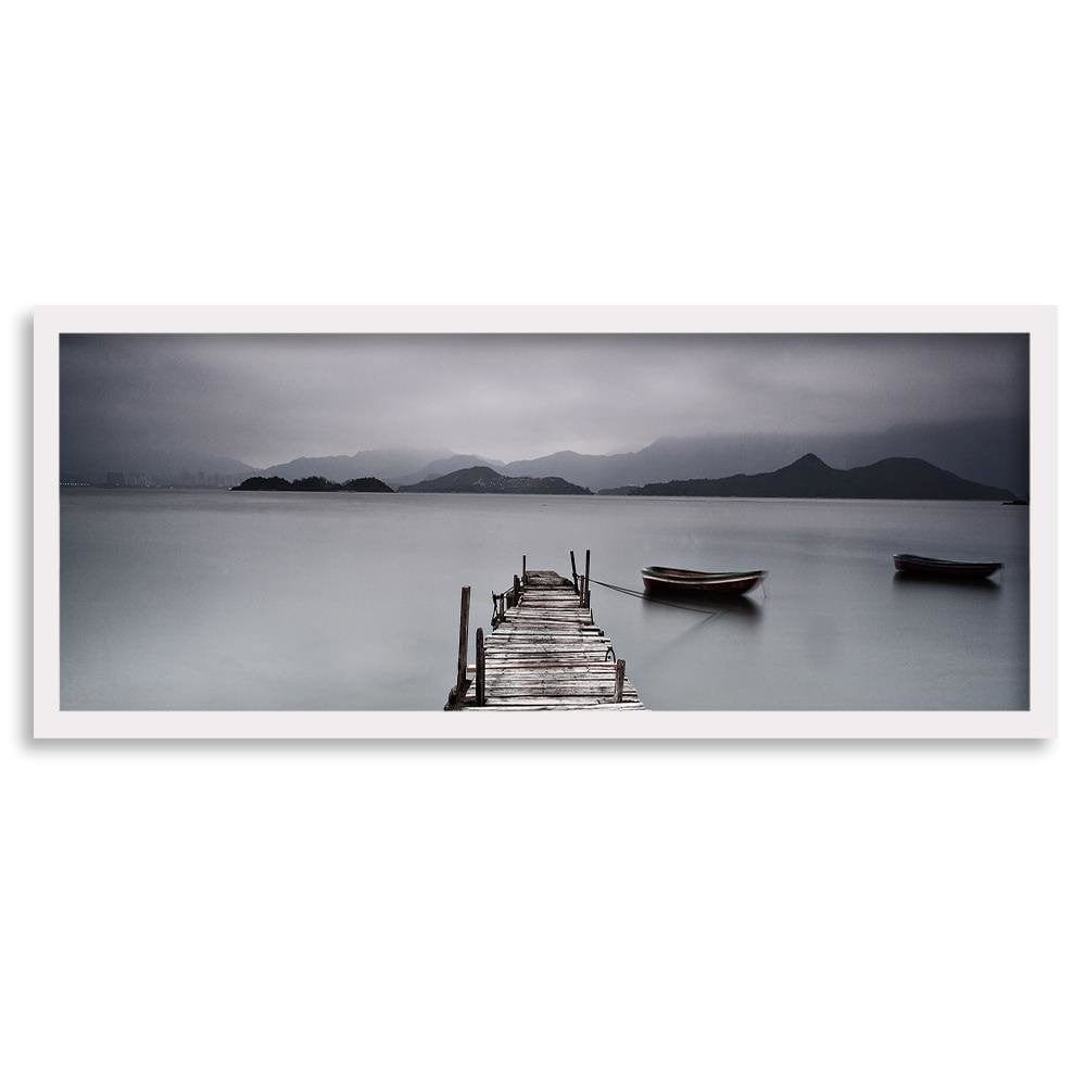 Picture in white frame PANORAMA, Sleepeng Lake Home Trends