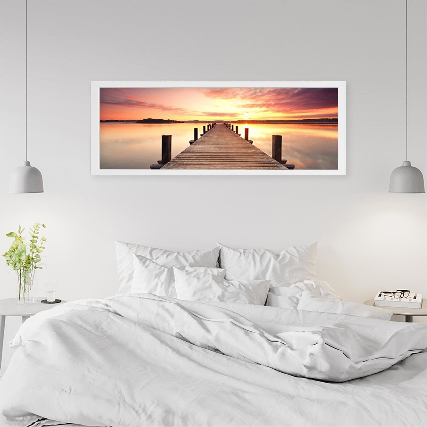 Picture in white frame PANORAMA, Sunset Over The Bridge Home Trends