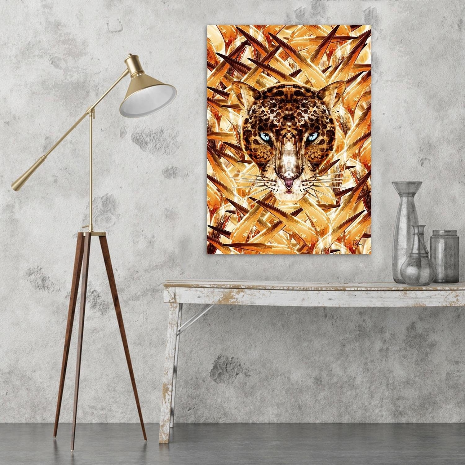 Posteris (plakāts) - Cheetah Image Animal Print Orange Home Trends DECO
