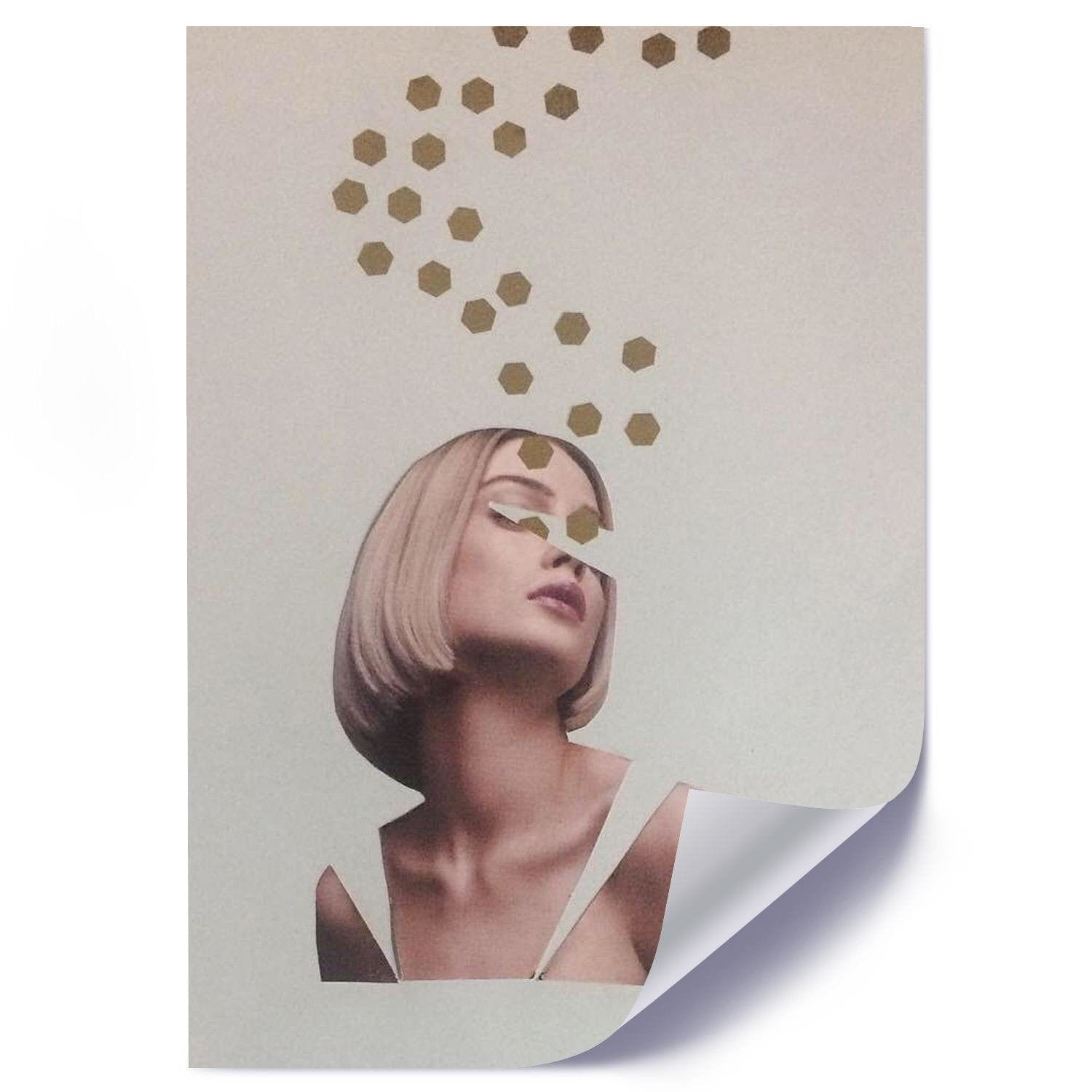 Posteris (plakāts) - Collage Woman Portrait Image Beige Home Trends DECO