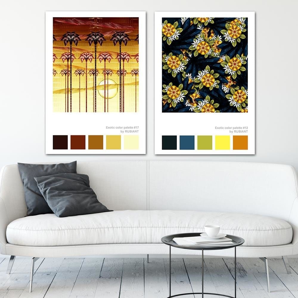 Posteris (plakāts) - Exotic Flowers Green  Home Trends DECO