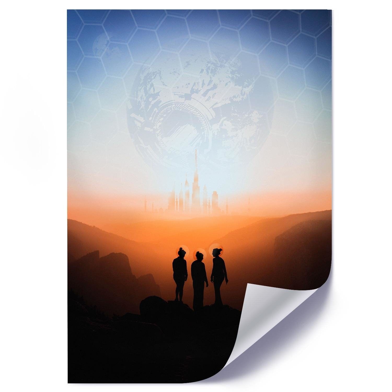Posteris (plakāts) - Galaxy Painting Orange Home Trends DECO