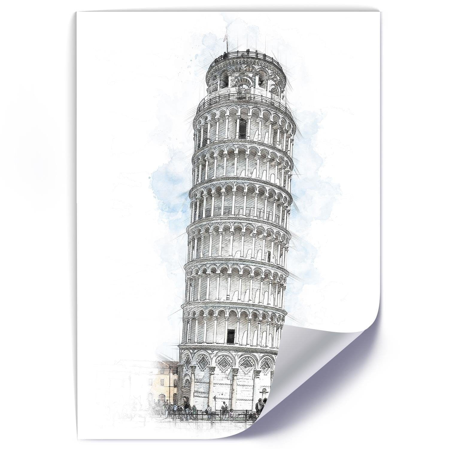 Posteris (plakāts) - Leaning Tower Grey Home Trends DECO