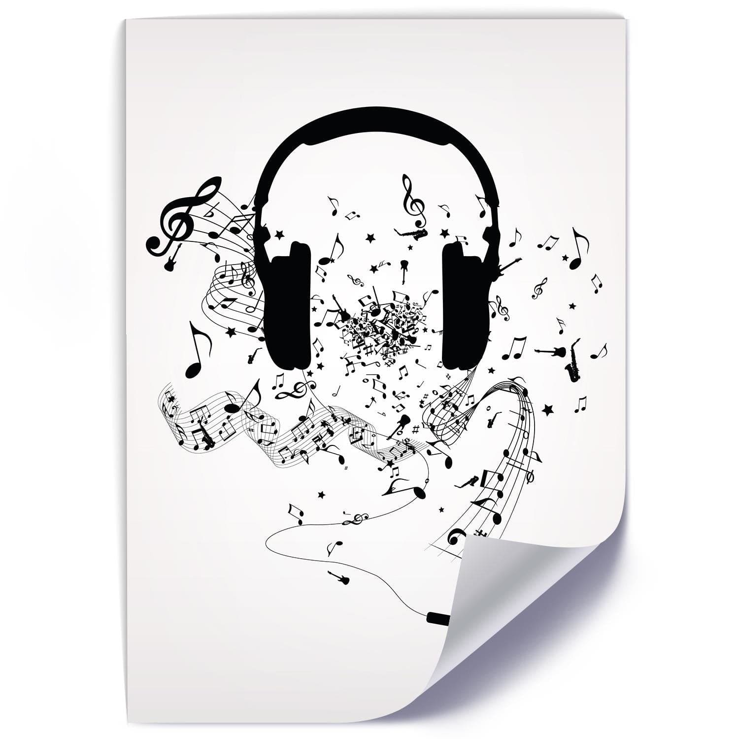 Posteris (plakāts) - Music Morife Image Black And White Home Trends DECO