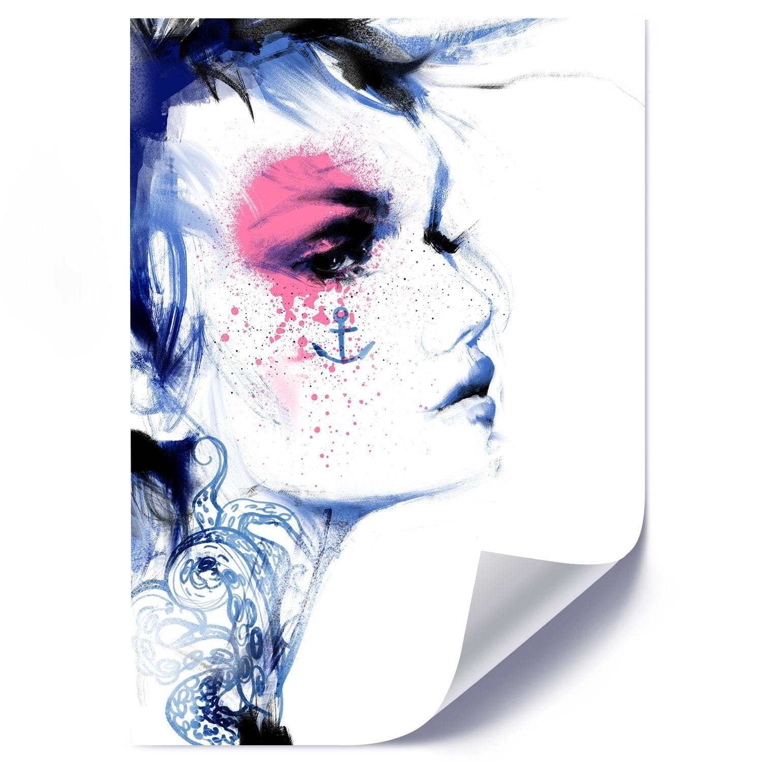 Posteris (plakāts) - Tattoo Woman Blue Home Trends DECO
