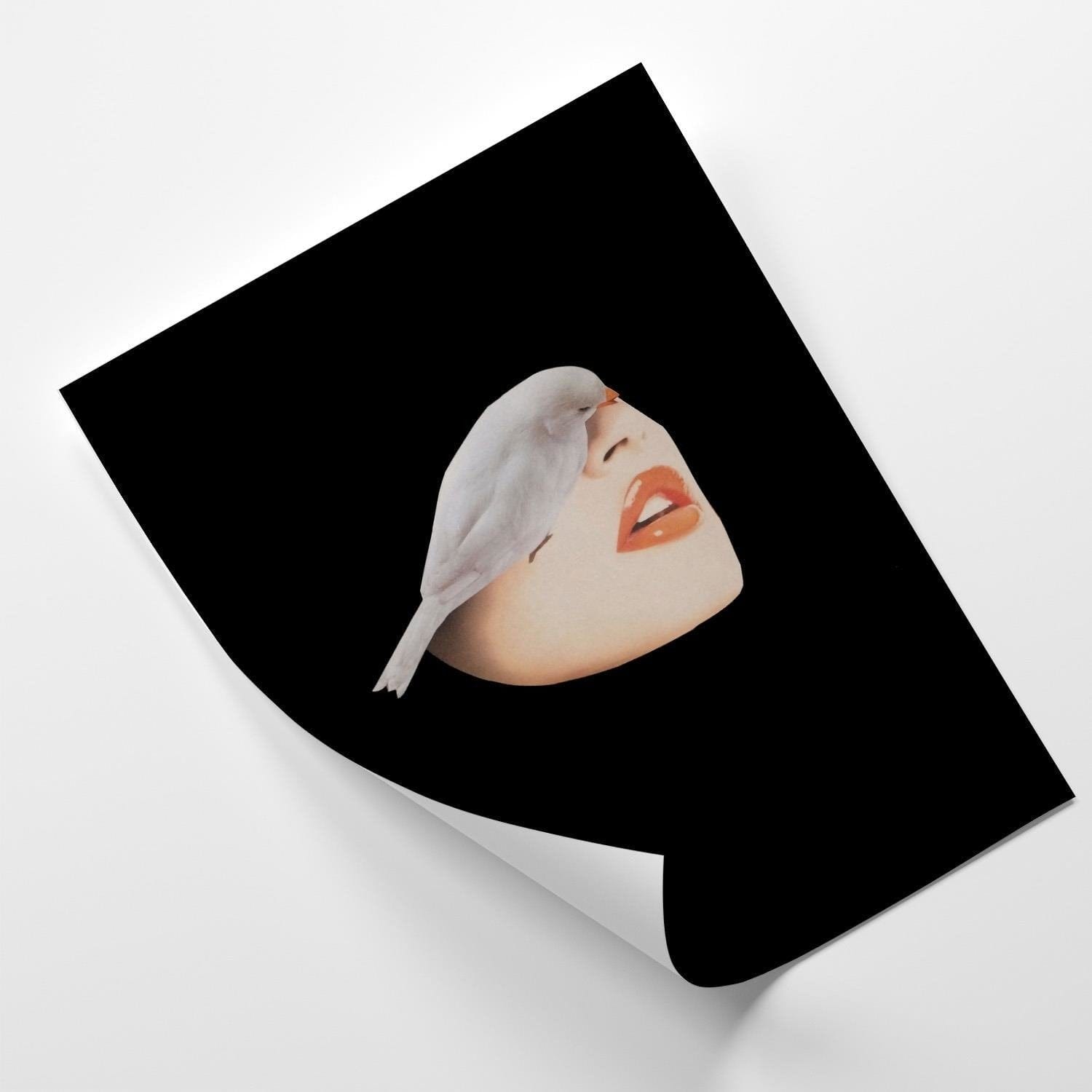 Posteris (plakāts) - Woman With Bird Black Home Trends DECO