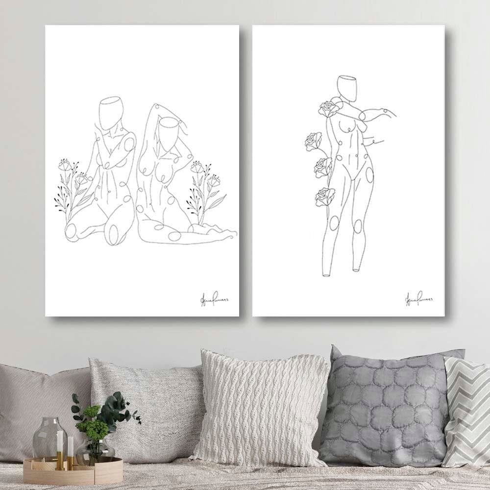 Posteris - Woman And Roses Minimalism  E-interjers.lv