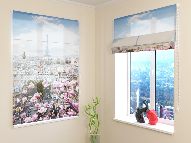 Romiešu žalūzijas Eiffel Tower with Blooming Magnolia SCREEN / 40 / 50 E-interjers.lv