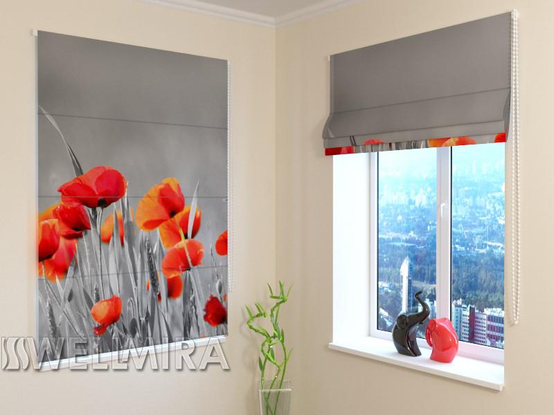 Romiešu žalūzijas Wild Poppies BLACKOUT / 40 / 50 E-interjers.lv