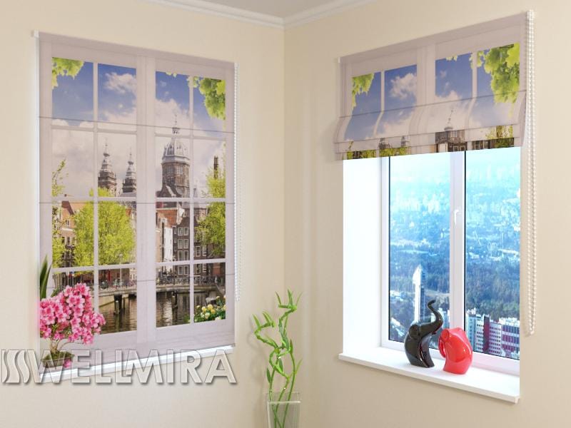 Romiešu žalūzijas Window with flowers BLACKOUT / 40 / 50 E-interjers.lv