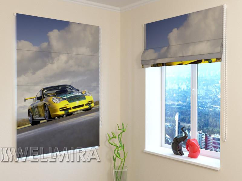 Romiešu žalūzijas Yellow Supercar BLACKOUT / 40 / 50 E-interjers.lv