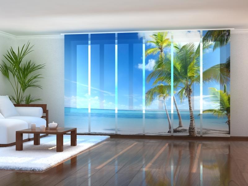 Set of 6 Panel Curtains Wonderful Palms Screen / 140 / 40 Wellmira