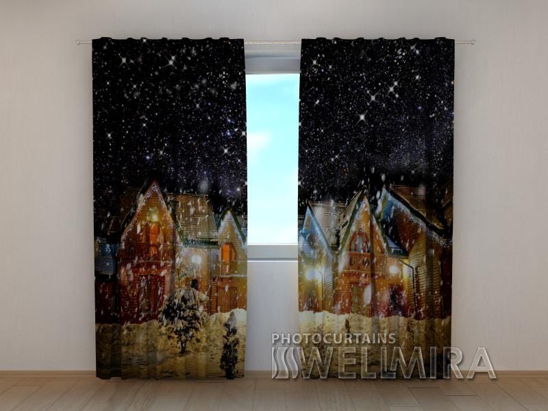 Ziemassvētku aizkari - Sniegotā nakts 180 x 140 cm (2X 90x140 cm) / SCREEN E-interjers.lv