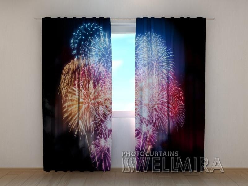 Ziemassvētku aizkari - Uguņošana 180 x 140 cm (2X 90x140 cm) / SCREEN E-interjers.lv