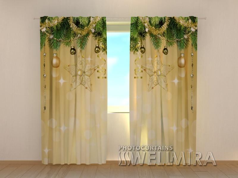Ziemassvētku aizkari - Zelta spīdums 180 x 140 cm (2X 90x140 cm) / SCREEN E-interjers.lv