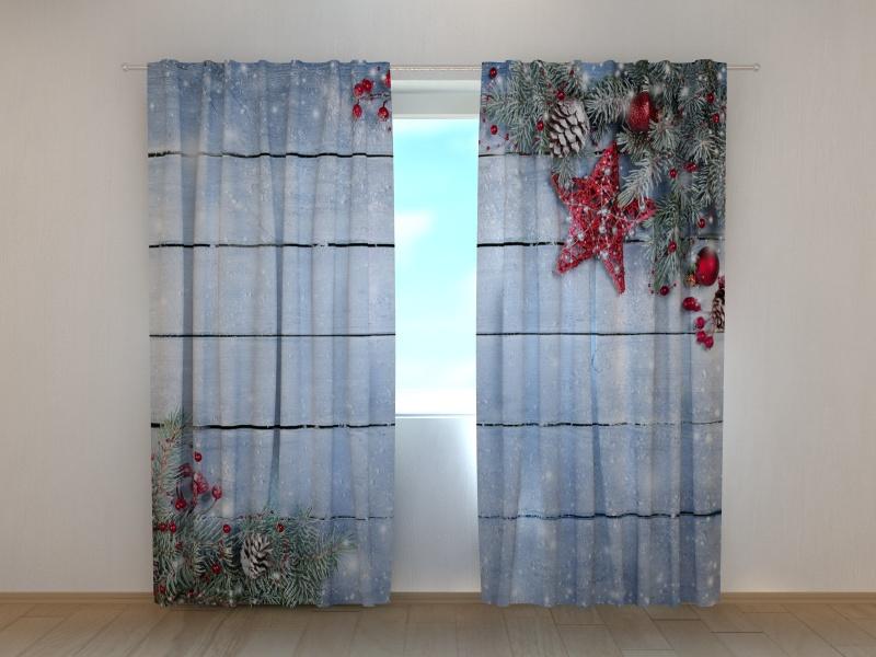 Ziemassvētku aizkari - Ziemassvētku sarkanā zvaigzne 3 180 x 140 cm (2X 90x140 cm) / SCREEN E-interjers.lv